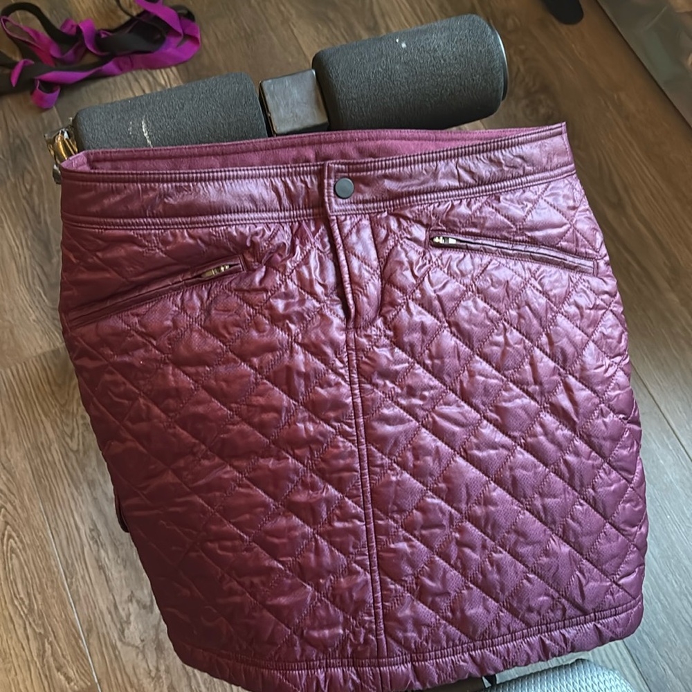 Athleta Quilted Mini Skirt in Rich Burgundy